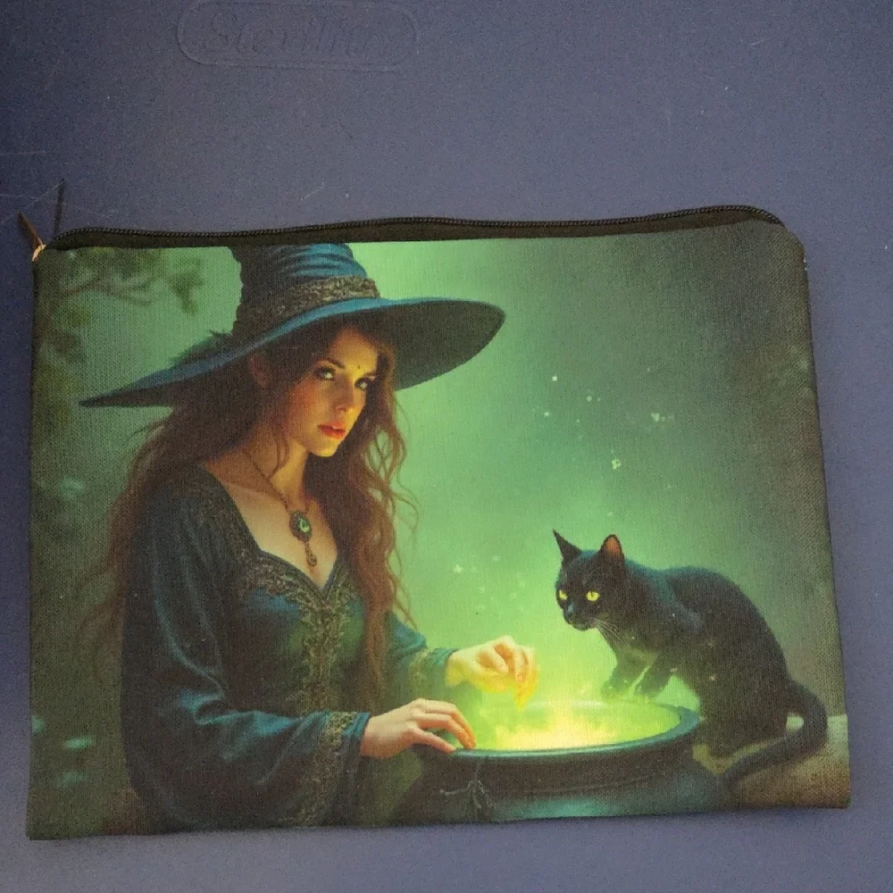 Witch and Cat Cosmetic Zipper Pouch - Picture 1 of 3